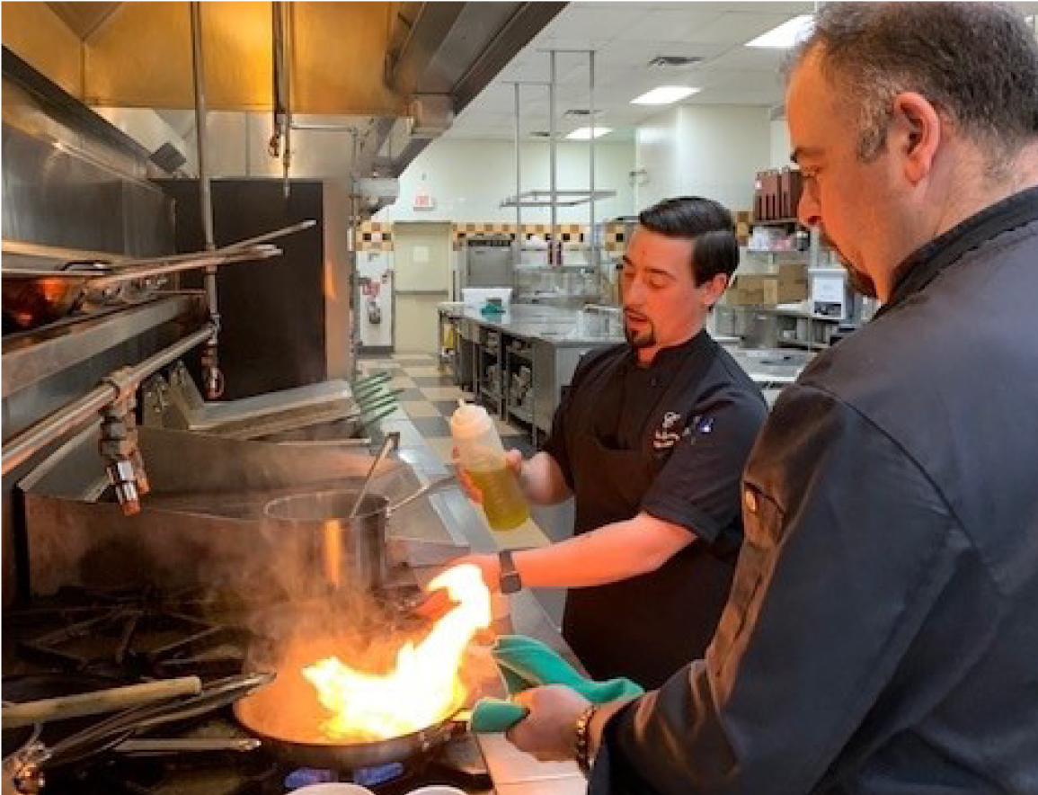 People working in kitchen