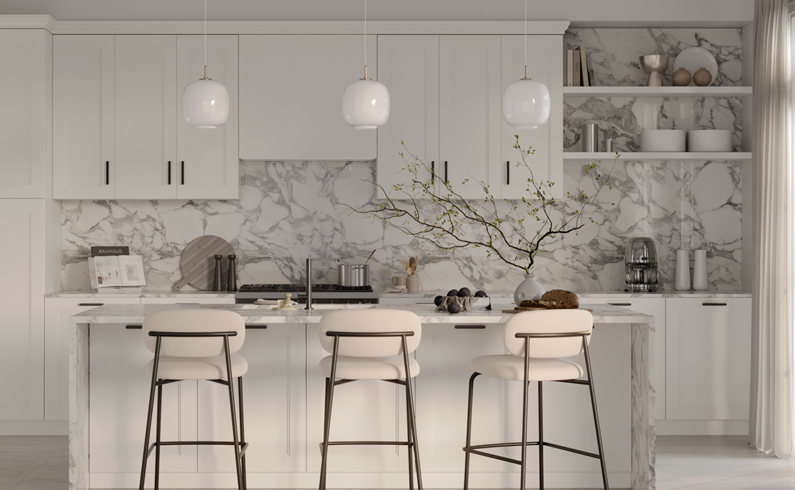 View of kitchen and backsplash
